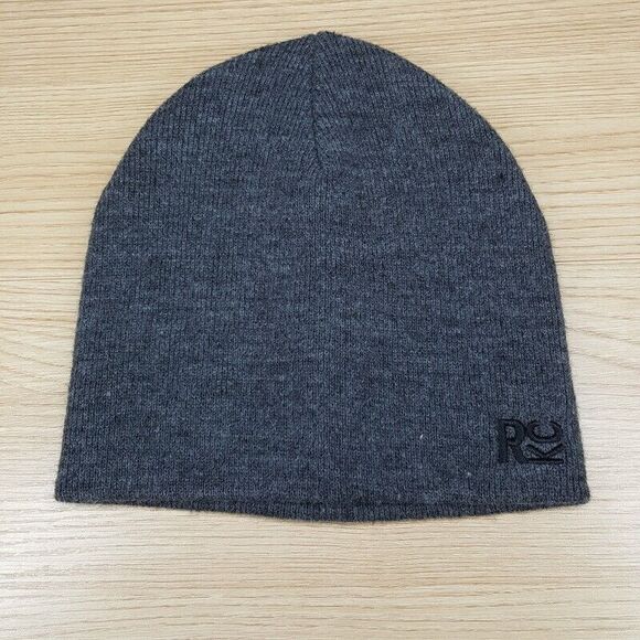 KENNETH COLE REACTION Beanie Hat Gray Acrylic Knit Logo One Size - Picture 1 of 5